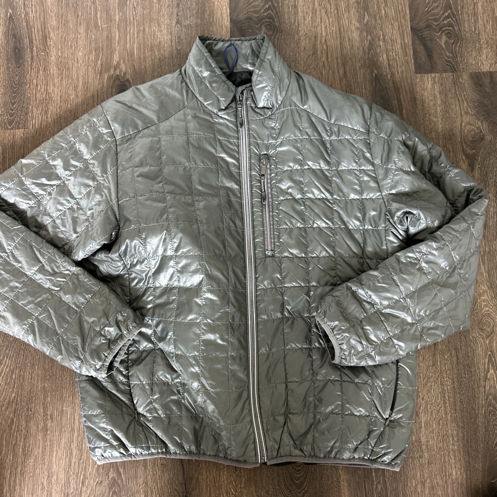 Tommy Bahama Men's Gray Hybrid Quilted Puffer Jacket Nano Lightweight SZ XL